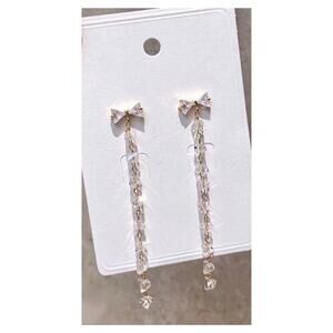 Rose Gold Bow Cubic Zirconia Dangle Earrings